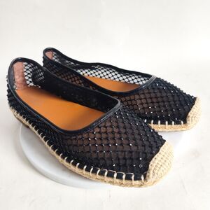 Charles By Charles David Black Sparkly Mesh Flats Slip On Espadrilles Size 6